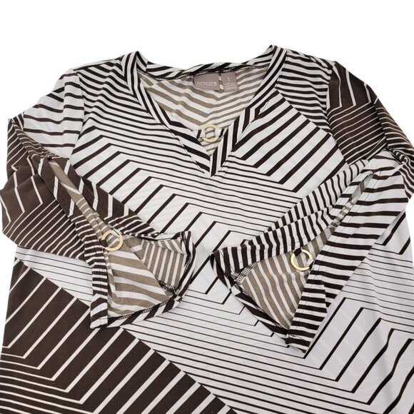 Chico’s V-Neck Split Sleeve Stretch Women’s Tunic Top - Size 1 (Medium) - Picture 12 of 14